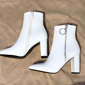 White ankle booties